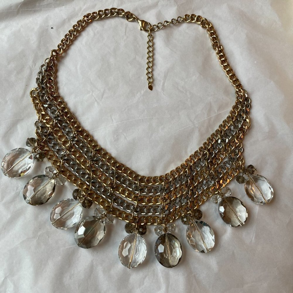Mixed Metals Necklace with Dangling Glass Beads‎ - Picture 5 of 5